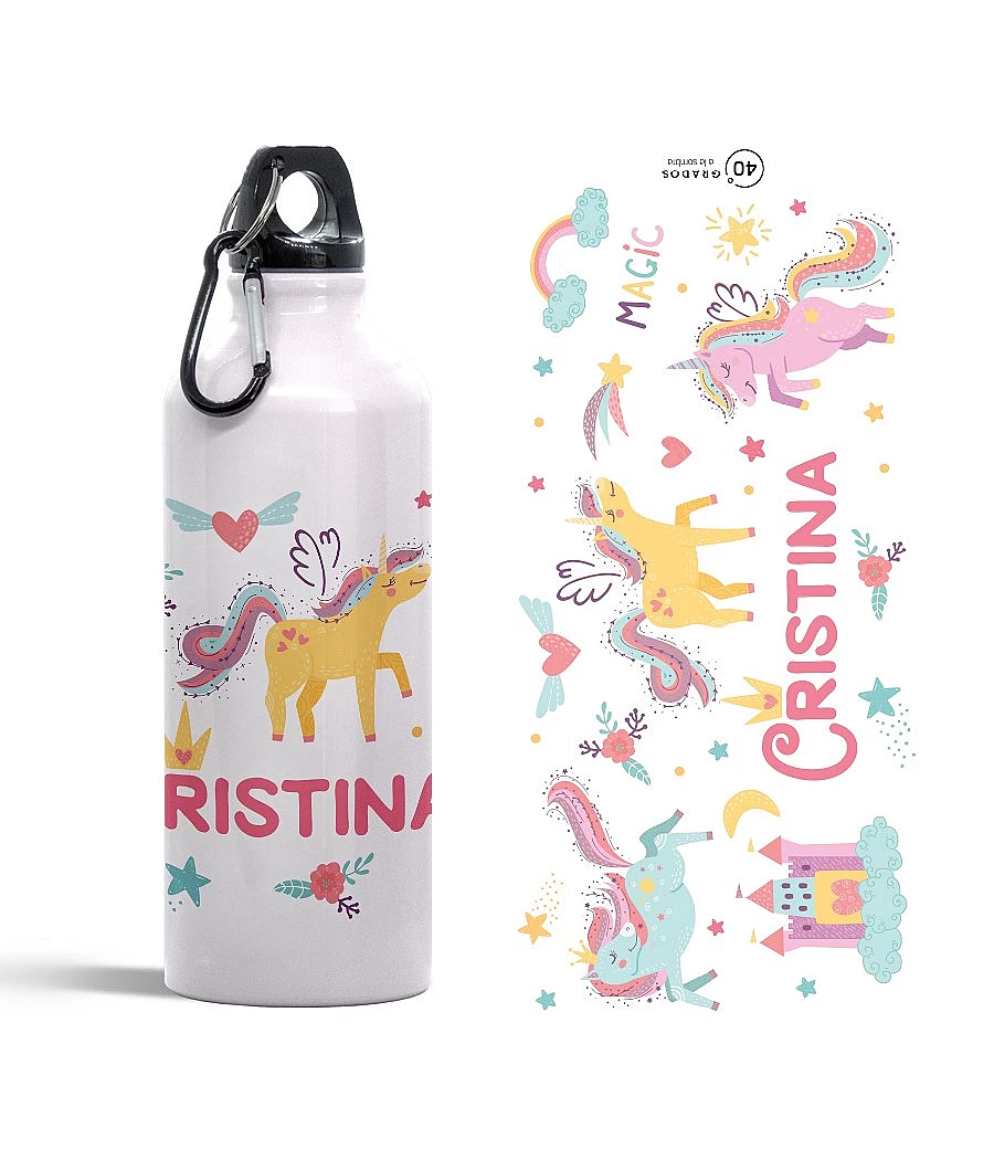 Botella Patrones Unicornios